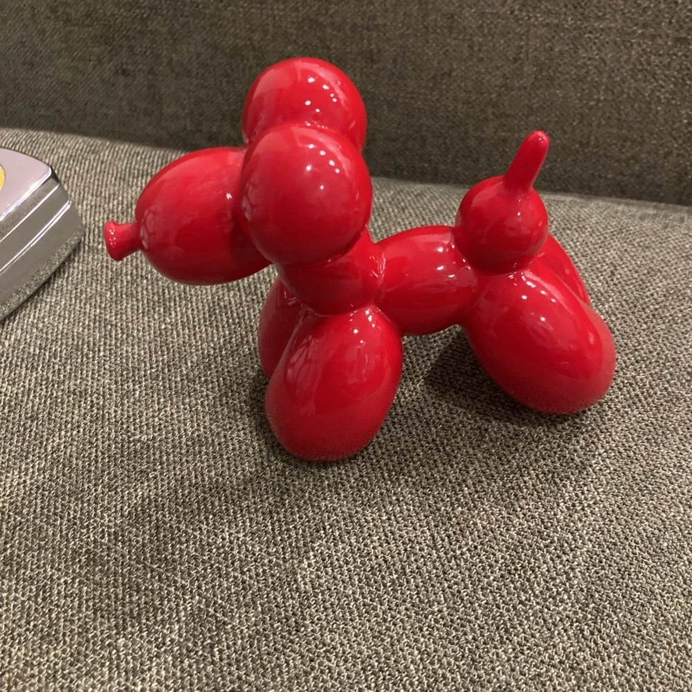Three Hands Corp Red Balloon Dog Figurine Sculpture – Modern Pop Art Style Décor - Picture 3 of 6